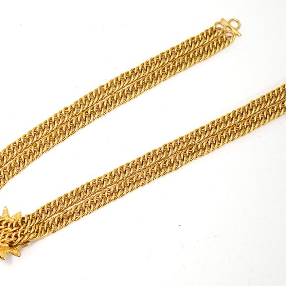 CHANEL Leo Lion Double Chain Necklace 17" Gold Tone Auth h11150 - Picture 5 of 8